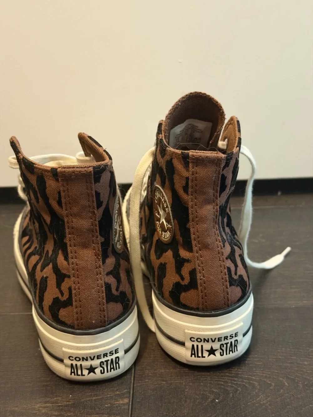 Converse Brown Leopard Print High-Top Sneakers with White Toe - Picture 3 of 5